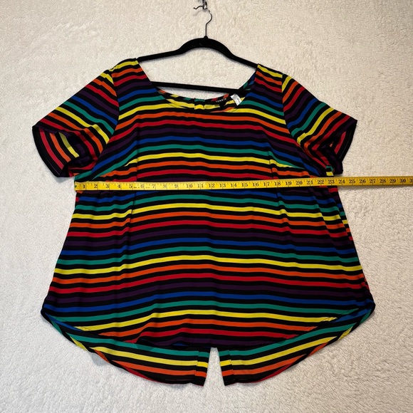 Torrid Striped Button Down Back Short Sleeves Top Size 2X Multicolor - Picture 7 of 10